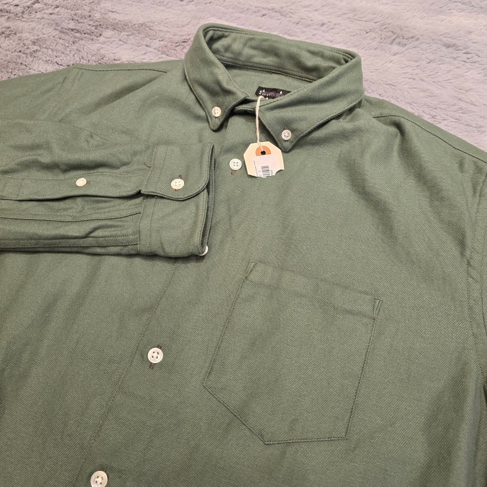 Steven Alan Mens Small Green Cotton Twill Button Down Shirt Made in‎ USA New